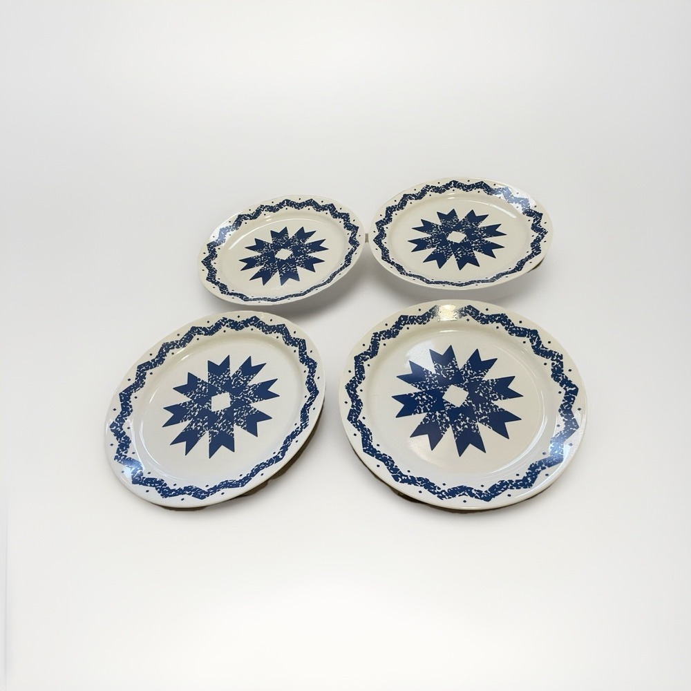 4 Corelle BLUE STAR 10¼-inch Dinner Plates Discontinued